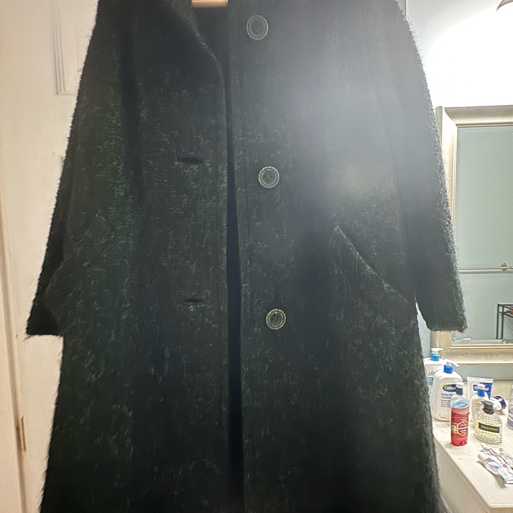 Vintage sycamore wool cost back and green textured boucle circa 1960’s